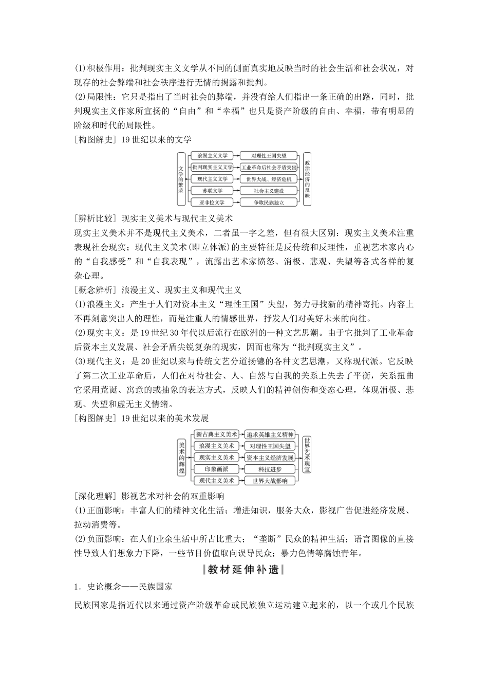 （通史版）高考历史大一轮复习 阶段十三 西方工业文明的确立与纵深发展——两次工业革命时期的世界 课时4 19世纪以来的世界文学艺术学案 岳麓版-岳麓版高三全册历史学案_第3页