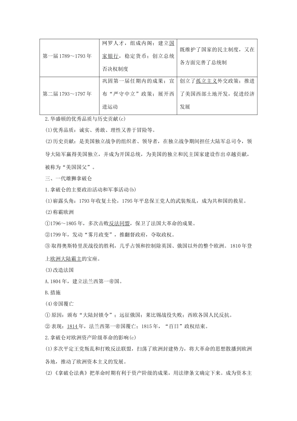 （浙江选考）高考历史一轮复习 中外历史人物评说 第40讲 欧美资产阶级革命时代的杰出人物与亚洲觉醒的先驱学案-人教版高三全册历史学案_第3页