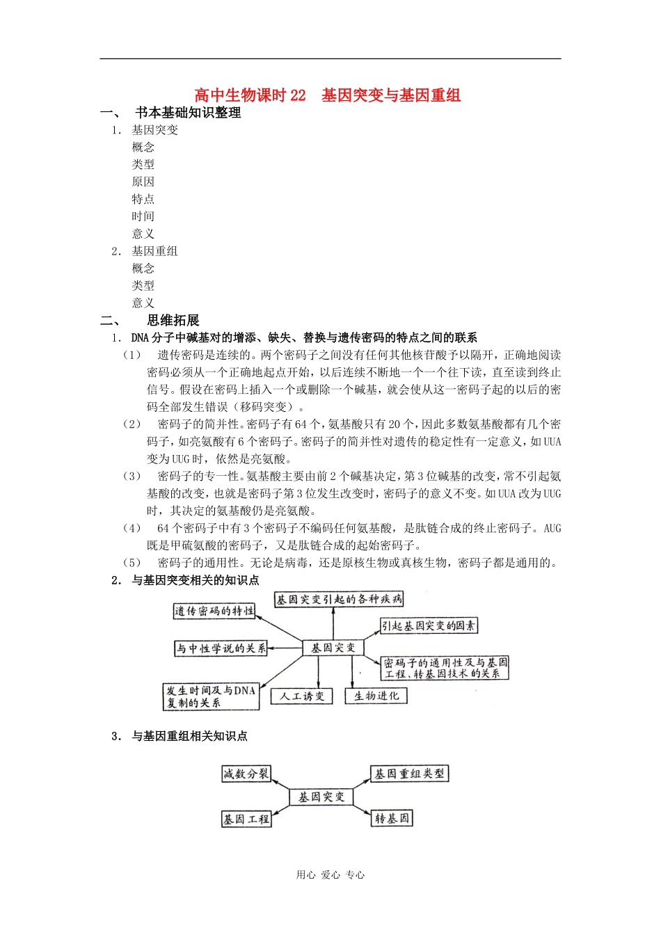 高中生物：5.1高中基因突变和基因重组 学案 1 新人教版必修2_第1页