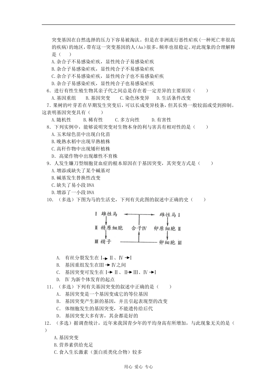 高中生物：5.1高中基因突变和基因重组 学案 1 新人教版必修2_第3页