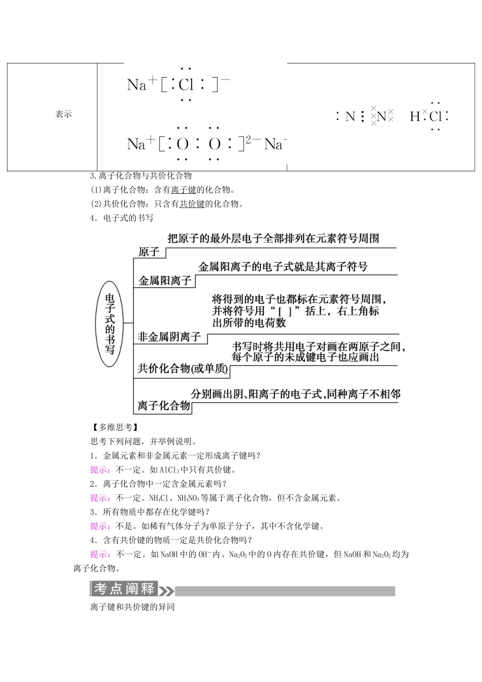 （通用版）高考化学微一轮复习 第19讲 化学键学案-人教版高三全册化学学案_第2页