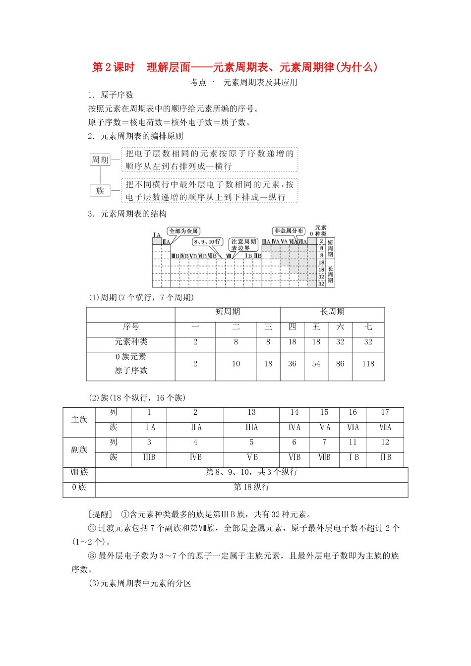 （通用版）高考化学一轮复习 第五章 物质结构 元素周期律 5.2 理解层面 元素周期表、元素周期律（是什么）学案（含解析）-人教版高三全册化学学案_第1页
