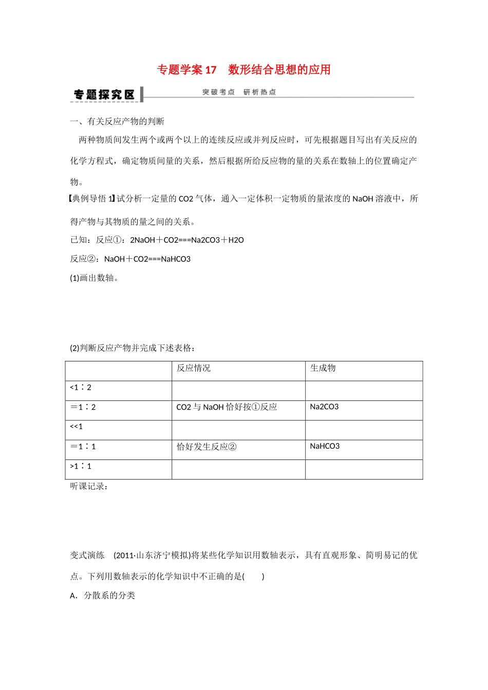 （江苏专用）高考化学大一轮总复习 第三章 常见的金属及其化合物 数形结合思想的应用学案17 新人教版-新人教版高三全册化学学案_第1页