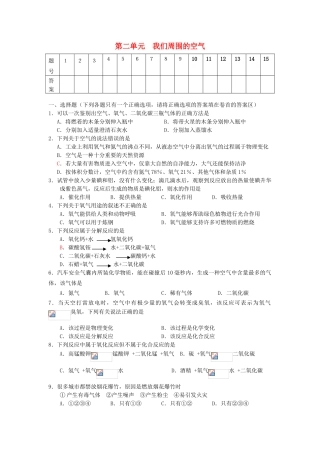 山东省郯城县郯城街道初级中学九年级化学上册 第二单元 我们周围的空气自测题（无答案） 新人教版