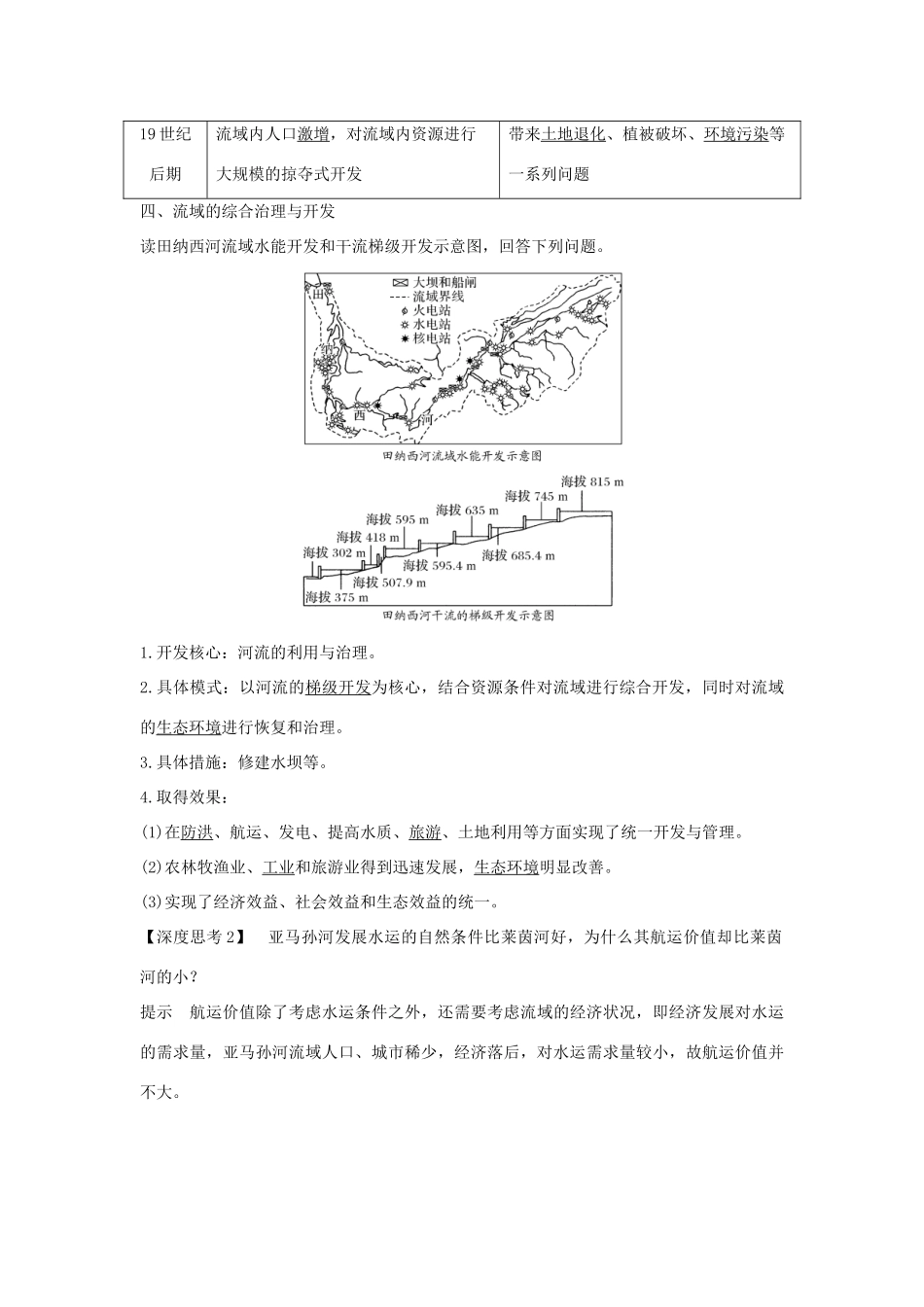 （全国通用版）高考地理大一轮复习 第十四单元 第33讲 流域的综合开发——以美国田纳西河流域为例学案 新人教版-新人教版高三全册地理学案_第3页