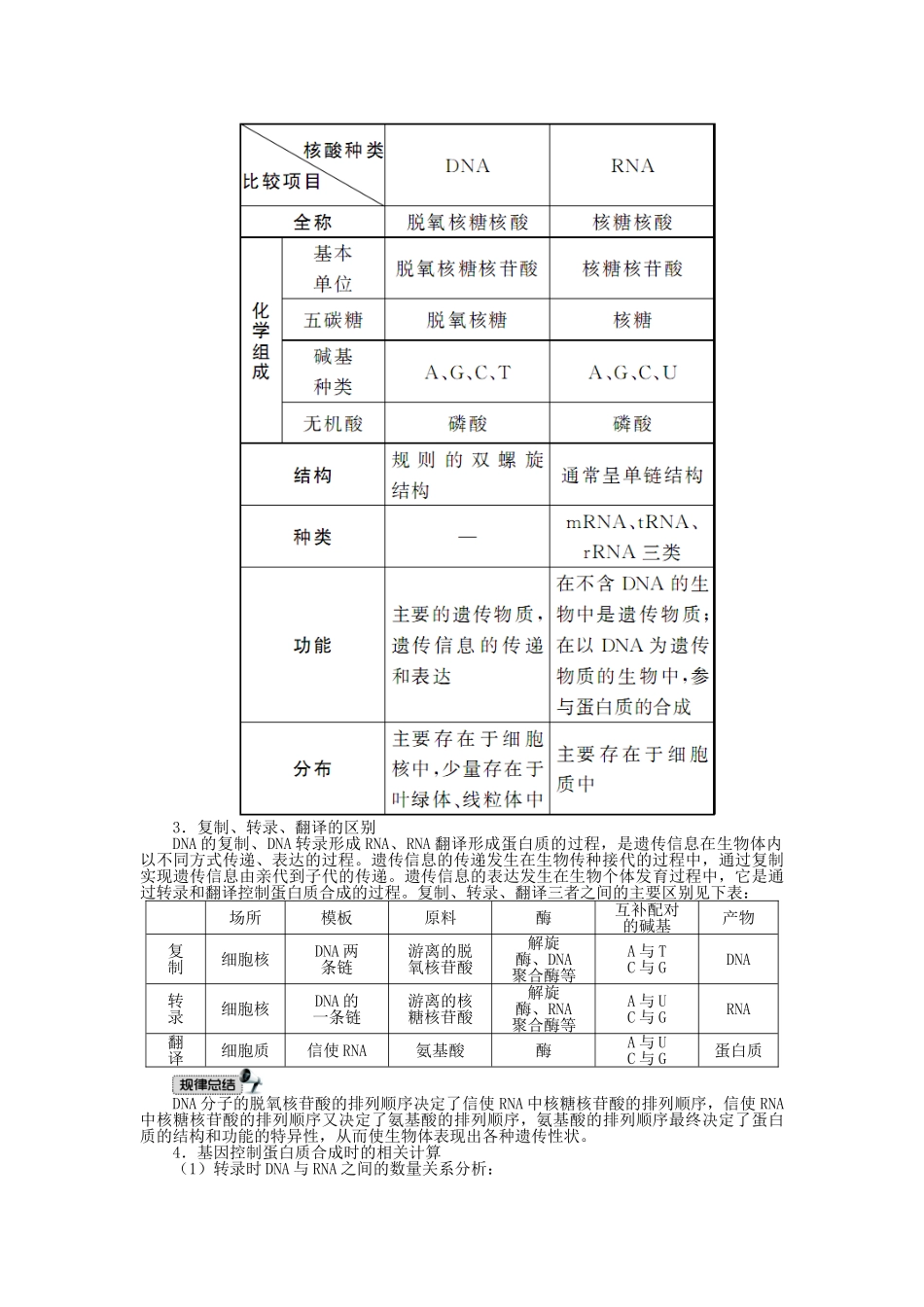 高中生物 第三单元 第二章 第二节 基因的表达学案（含解析）中图版必修2-中图版高中必修2生物学案_第3页