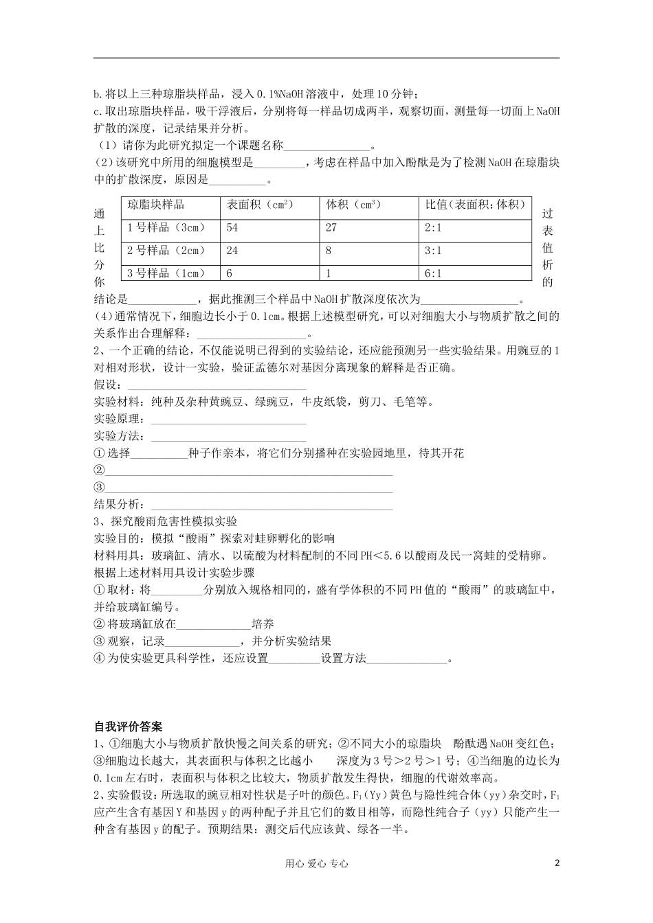 高中生物 专题研究性学习学案 新人教版选修2_第2页