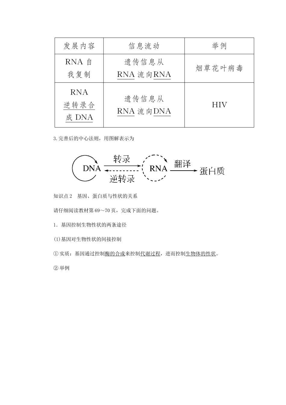 高中生物 第四章 基因的表达 2 基因对性状的控制学案 新人教版必修2-新人教版高一必修2生物学案_第2页