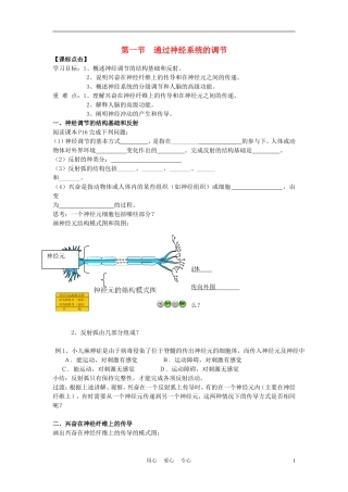高中生物《通过神经系统的调节》学案7 新人教版必修3