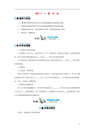 高中物理 17.4 概率波学案 新人教版选修3-5-新人教版高二选修3-5物理学案