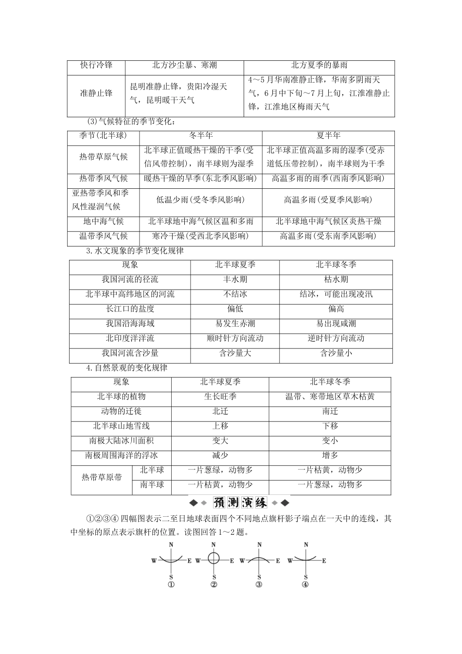 高考地理大二轮复习 模块知识交汇（一）与季节相关的地理现象学案-人教版高三全册地理学案_第2页