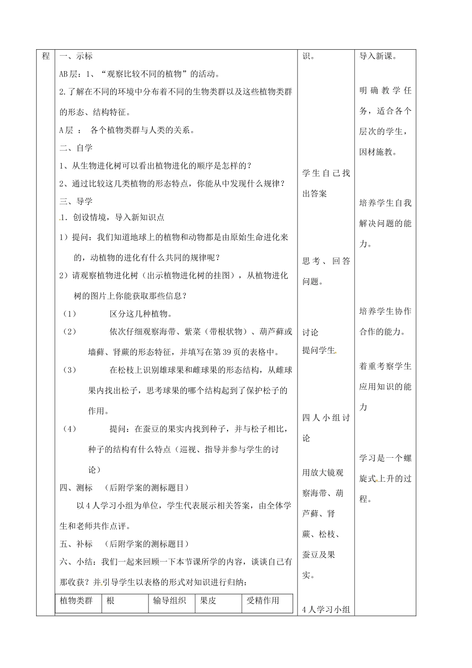 2013年春八年级生物下册《第二十二章 第二节 植物的主要类群》教案1 北师大版_第2页