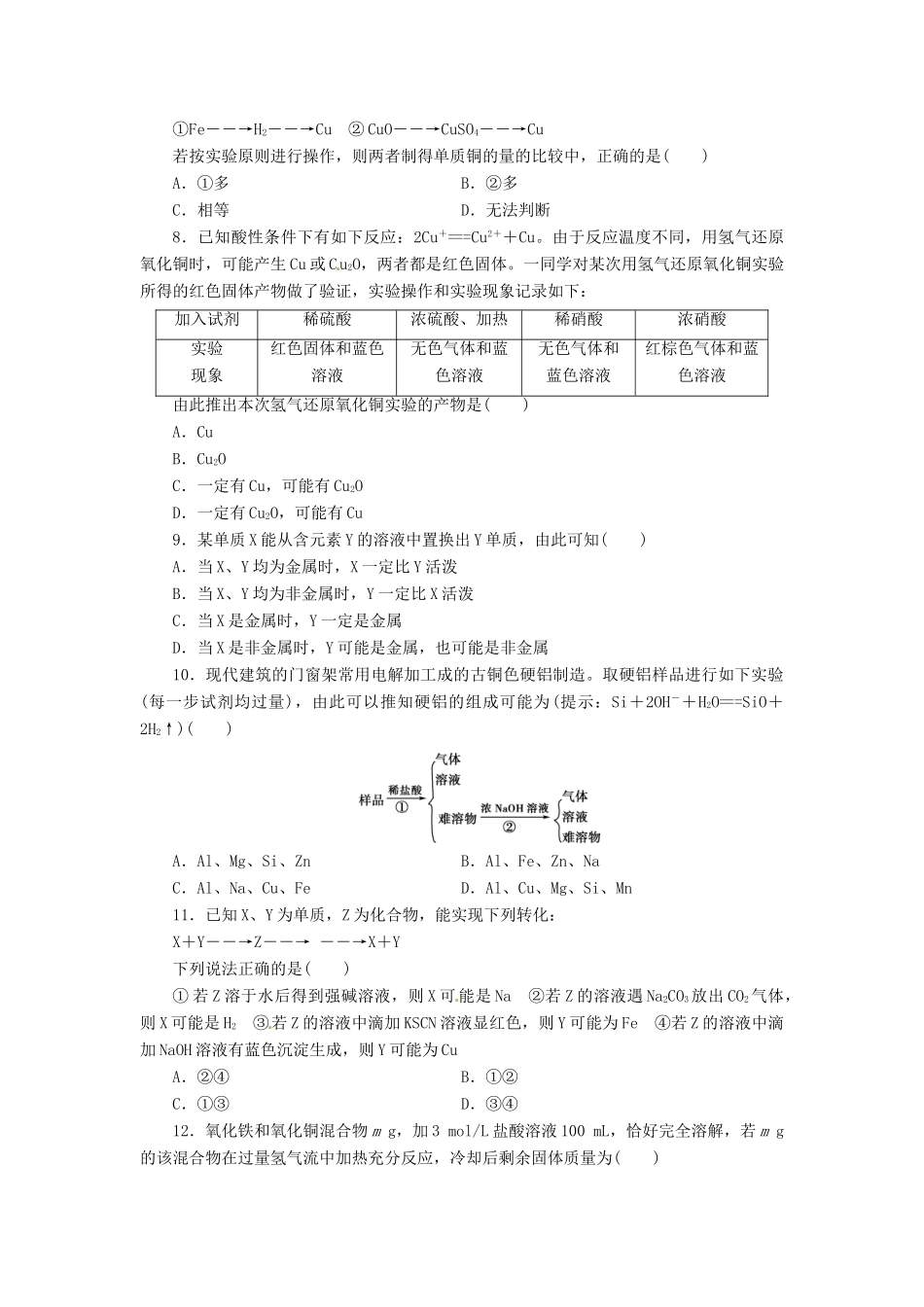 【金版新学案】高考化学总复习 课时作业十五 金属材料 复合材料 鲁科版_第2页