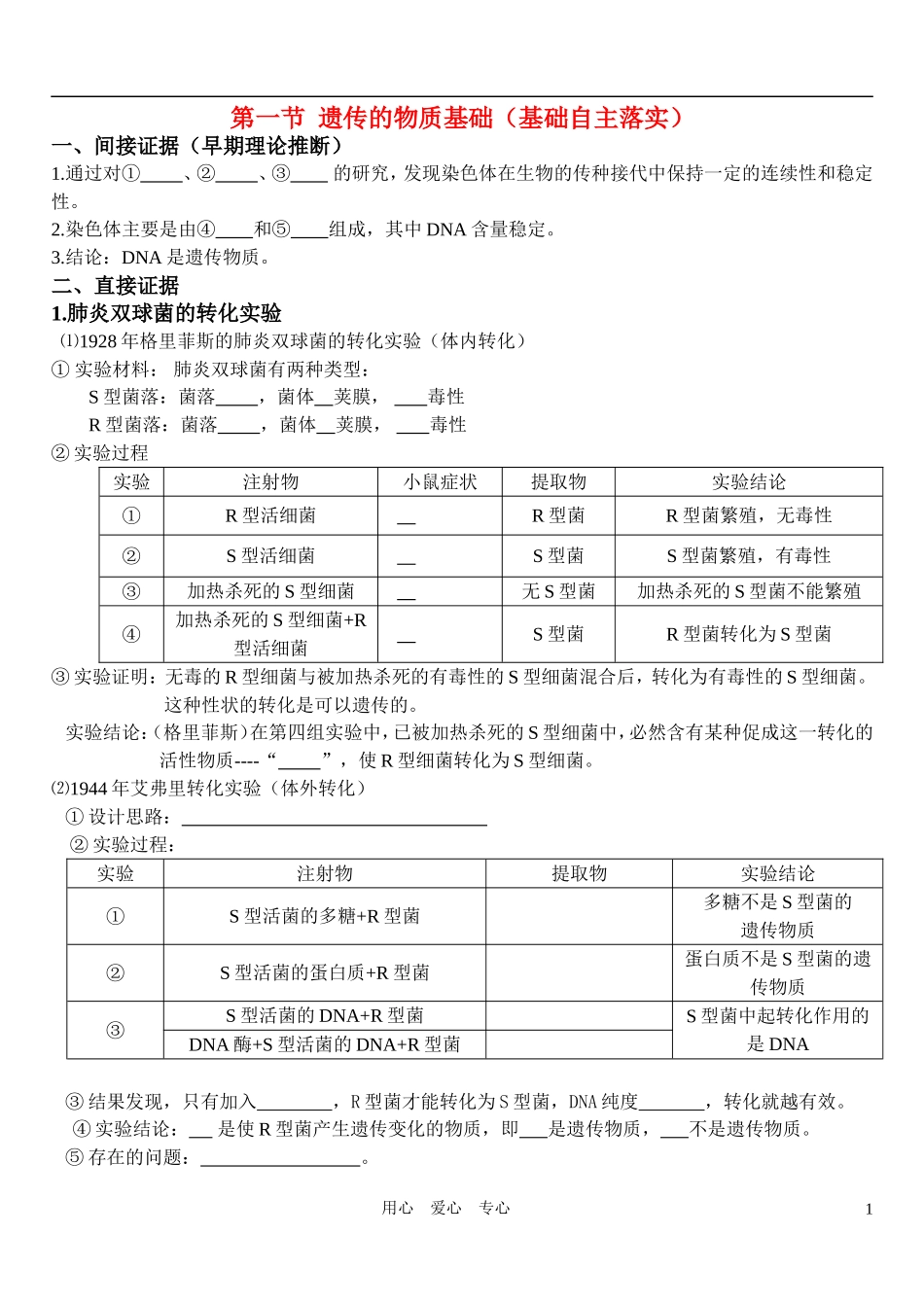 高中生物 第一节 DNA是主要的遗传物质学案 新人教版必修2_第1页