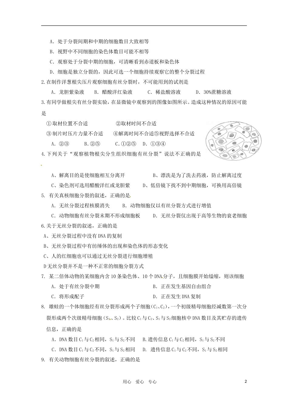 高中生物 细胞增殖精华学案 新人教版必修1_第2页