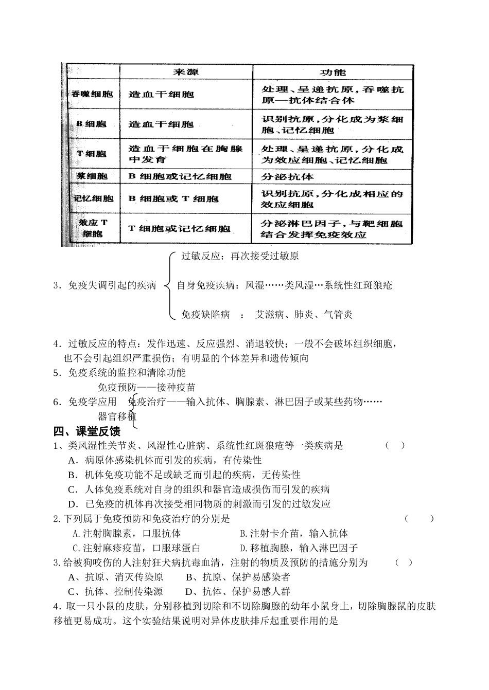 高中生物免疫调节学案2新人教版必修3_第2页