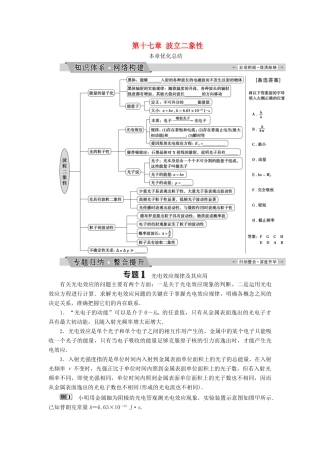 高中物理 第十七章 波立二象性优化总结学案 新人教版选修3-5-新人教版高二选修3-5物理学案