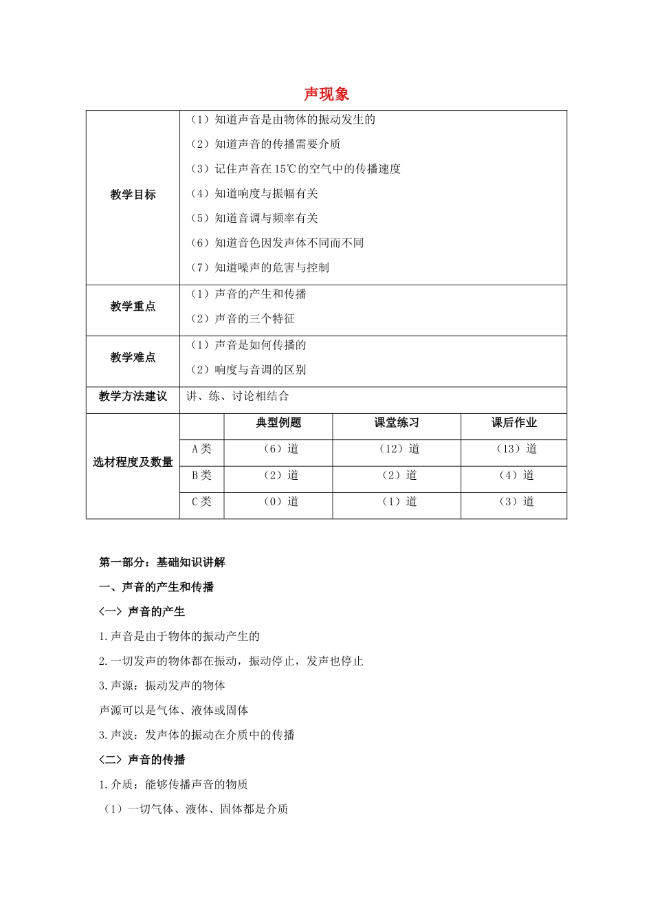 2014-2015年八年级物理上册 第二章 声现象教学设计 （新版）新人教版_第1页