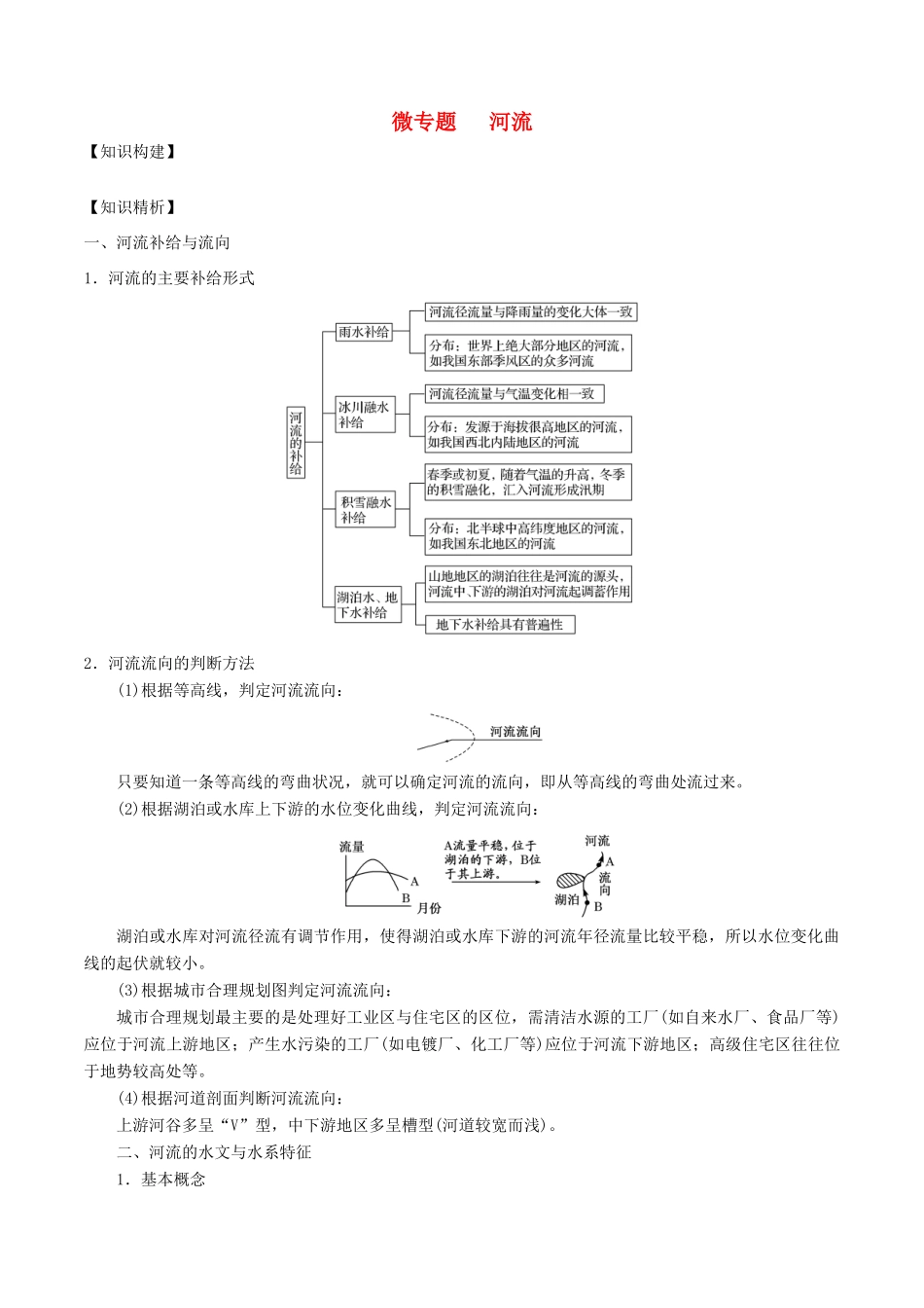 高考地理二轮复习微专题要素探究与设计 专题3.2 河流学案-人教版高三全册地理学案_第1页