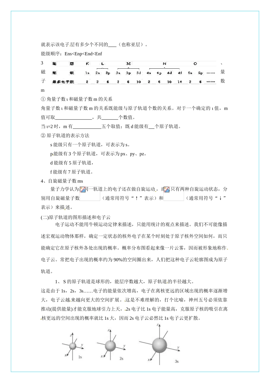 【四维备课】高中化学 1.1《原子结构模型》（第二课时原子结构模型）导学案 鲁科版选修3_第2页