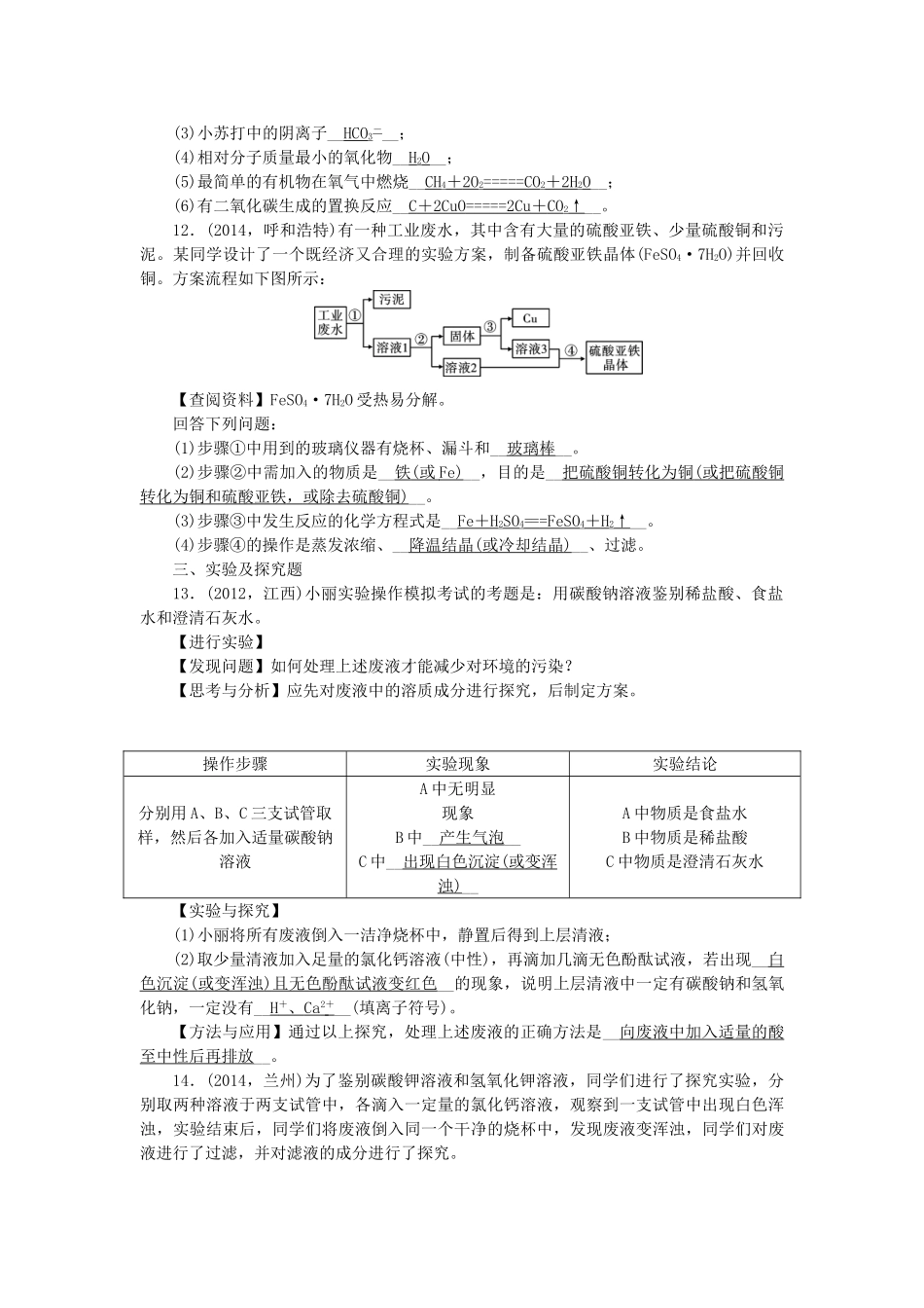 【聚焦中考】陕西省2015中考化学总复习 综合训练3_第3页
