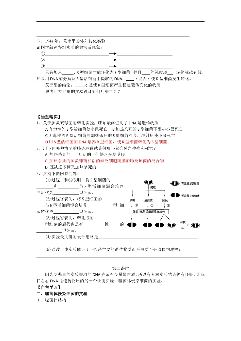 高中生物《DNA是主要的遗传物质 》学案（新人教必修2）_第2页