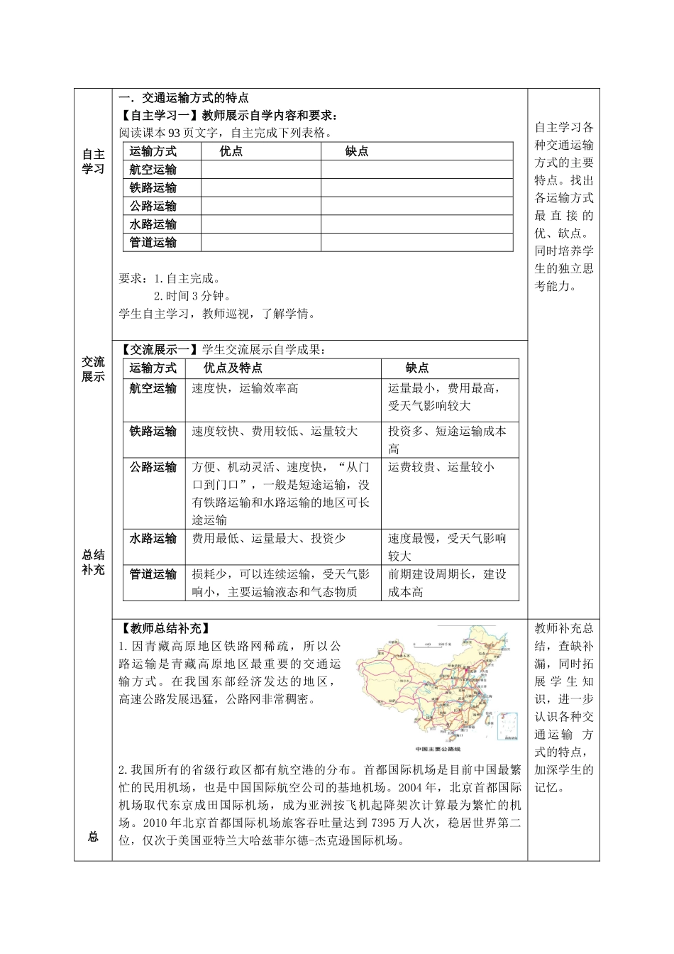 八年级地理上册《第4章 第3节 合理发展交通运输》（第2课时）教案 （新版）商务星球版-（新版）商务星球版初中八年级上册地理教案_第2页
