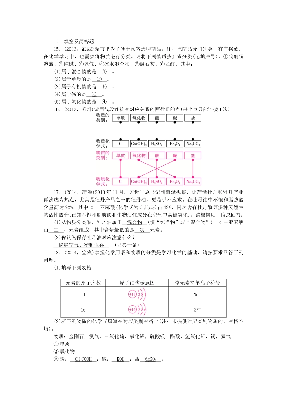 【聚焦中考】陕西省2015中考化学总复习 第8讲 物质的分类考点跟踪突破_第3页