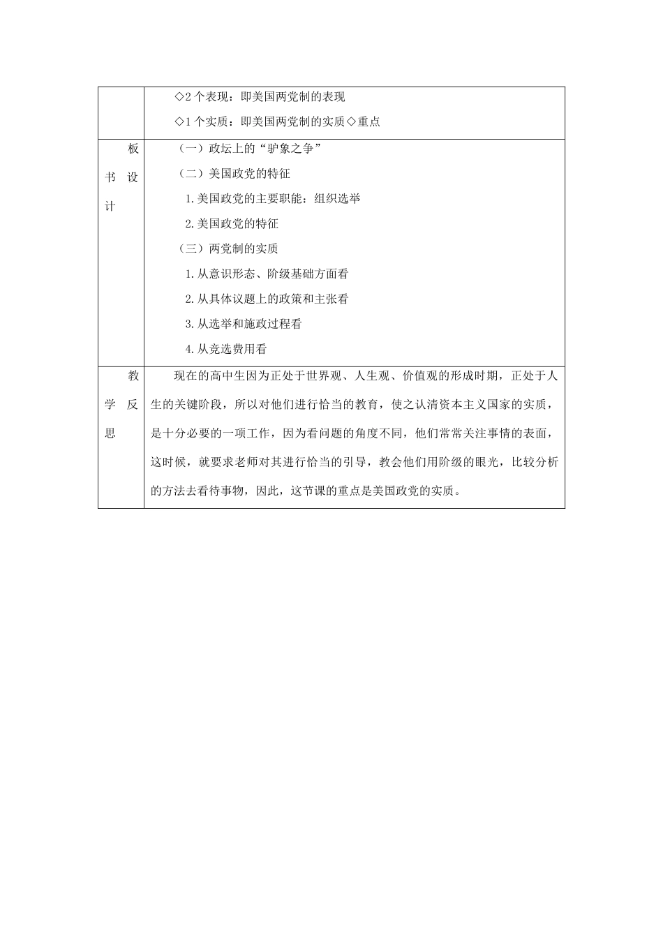 高中政治 第三专题 联邦制、两党制、三权分立：以美国为例 第二框题 美国的两党制教案 新人教版选修3-新人教版高二选修3政治教案_第3页