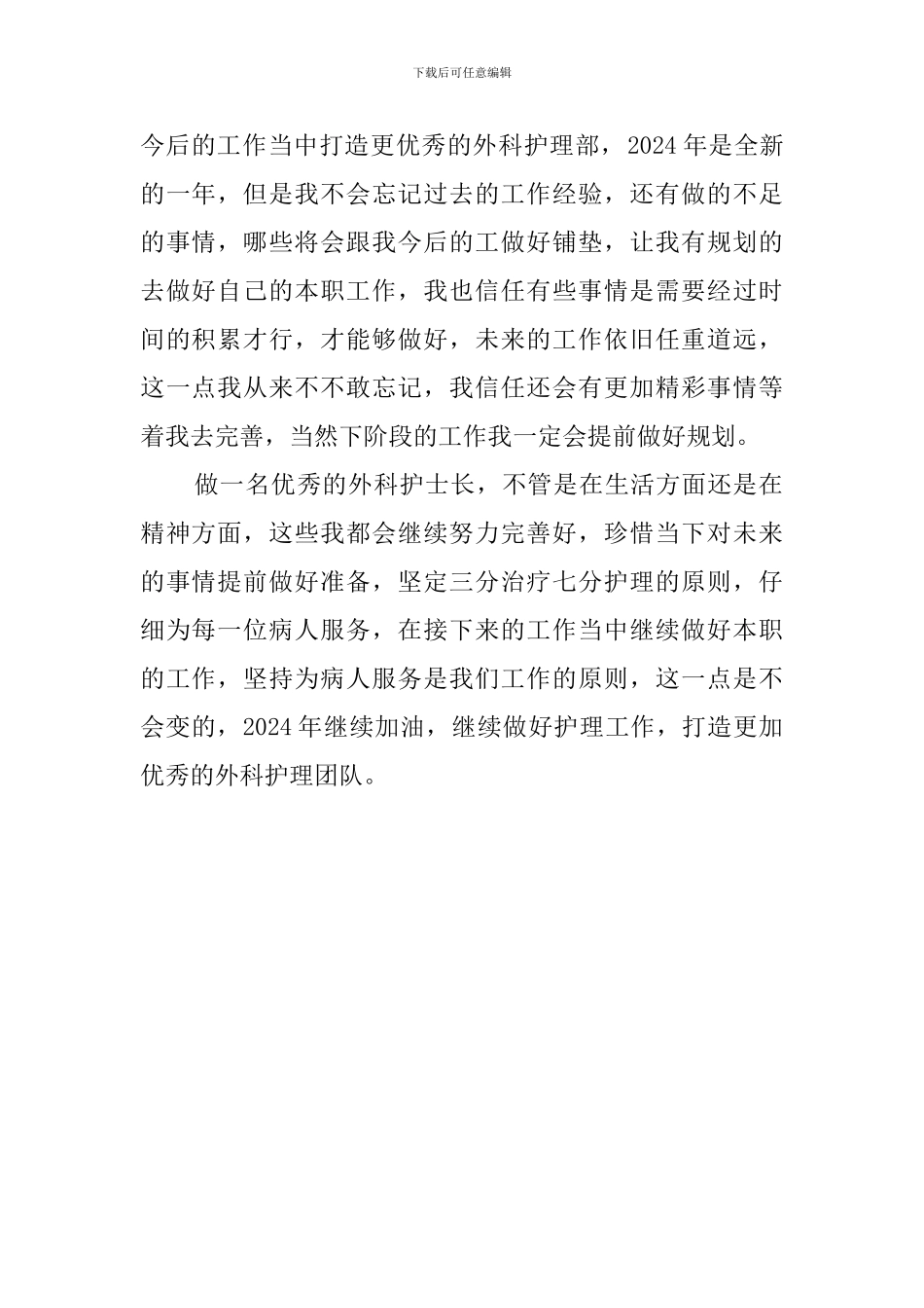 外科护士长工作计划2024_第2页