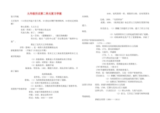 九年级历史上册 第二单元 欧美主要国家的社会巨变复习学案 岳麓版
