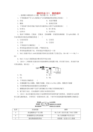 【金版新学案】高考化学总复习 课时作业十 氮的循环 鲁科版
