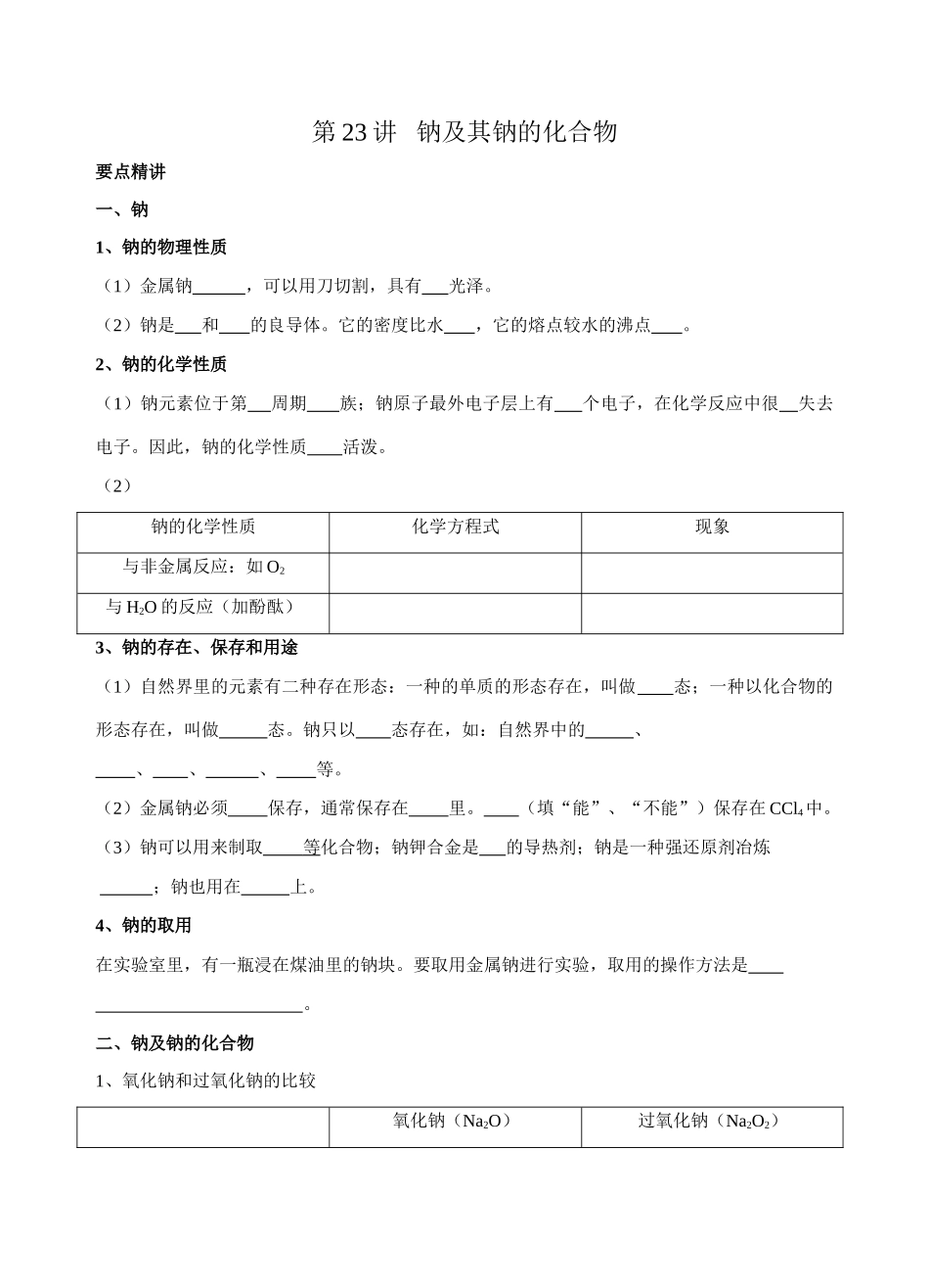 第23讲（钠及其钠的化合物）_第1页