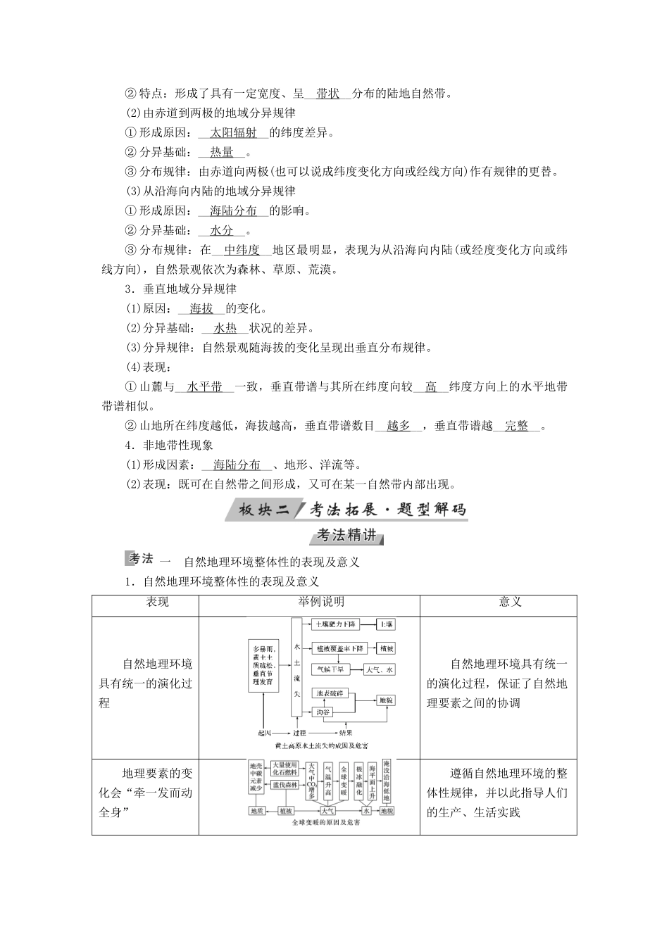 （全国通用版）高考地理大一轮复习 第五章 自然地理环境的整体性与差异性 第16讲 自然地理环境的整体性与差异性优选学案-人教版高三全册地理学案_第2页