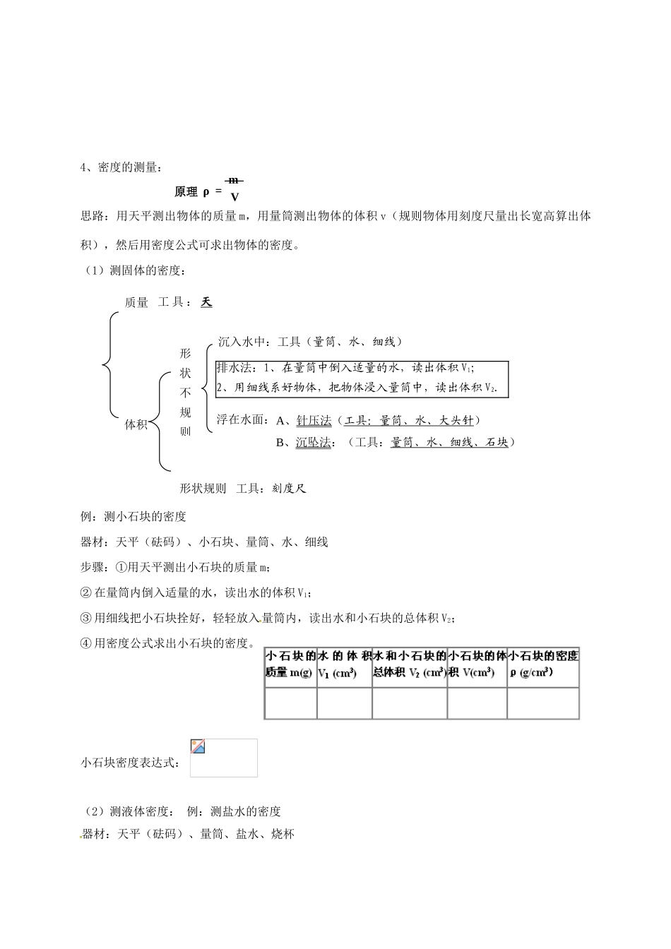 八年级物理上册 第五章 质量与密度复习导学案 （新版）粤教沪版-（新版）粤教沪版初中八年级上册物理学案_第3页