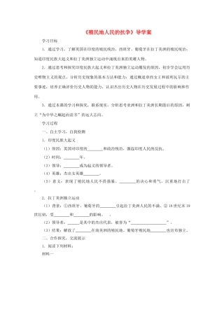 九年级历史上册 第16课《殖民地人民的抗争》导学案 新人教版-新人教版初中九年级上册历史学案