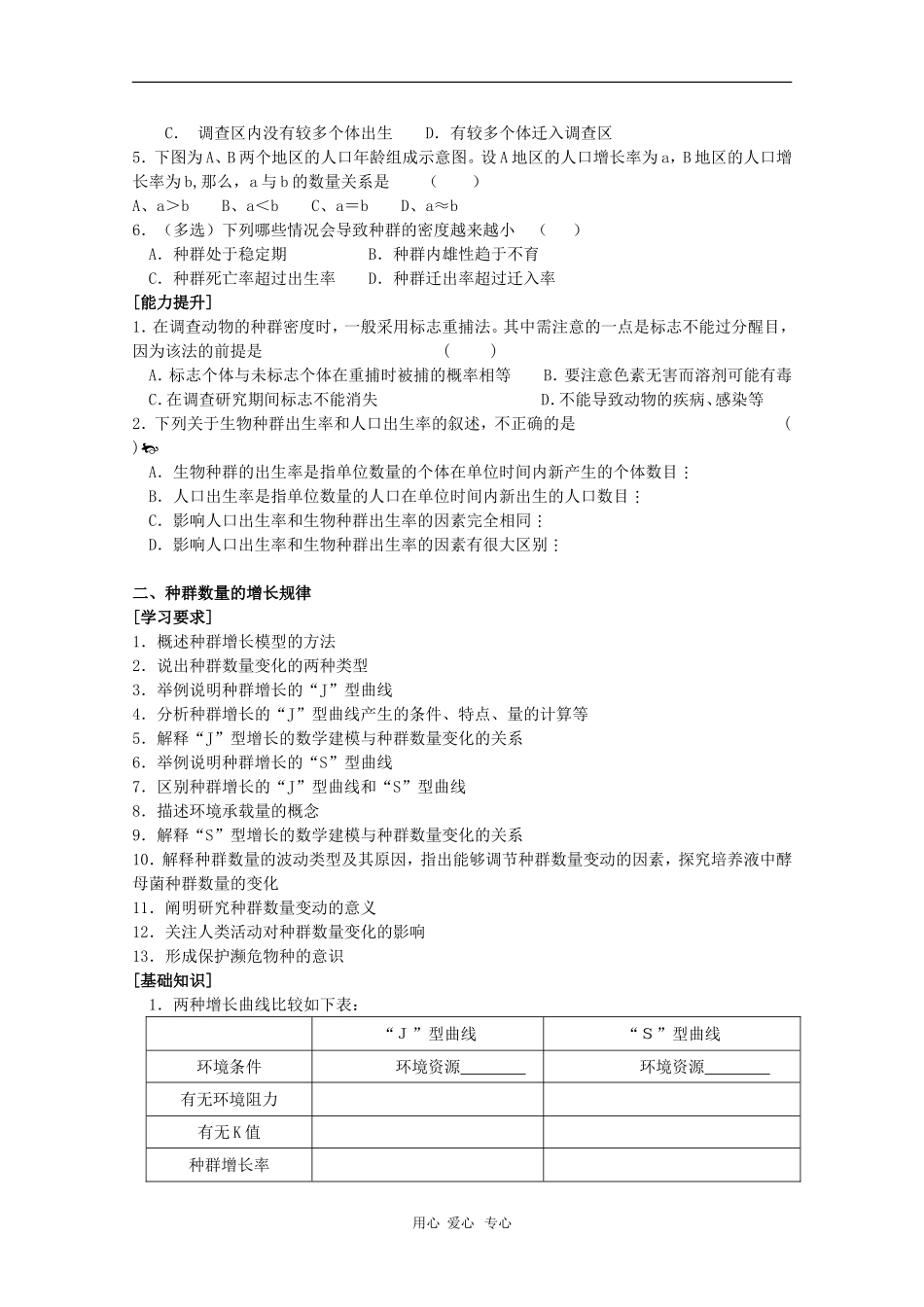 高中生物：3.1《 生物群落的基本单位——种群》学案（1）（苏教版必修3）_第2页