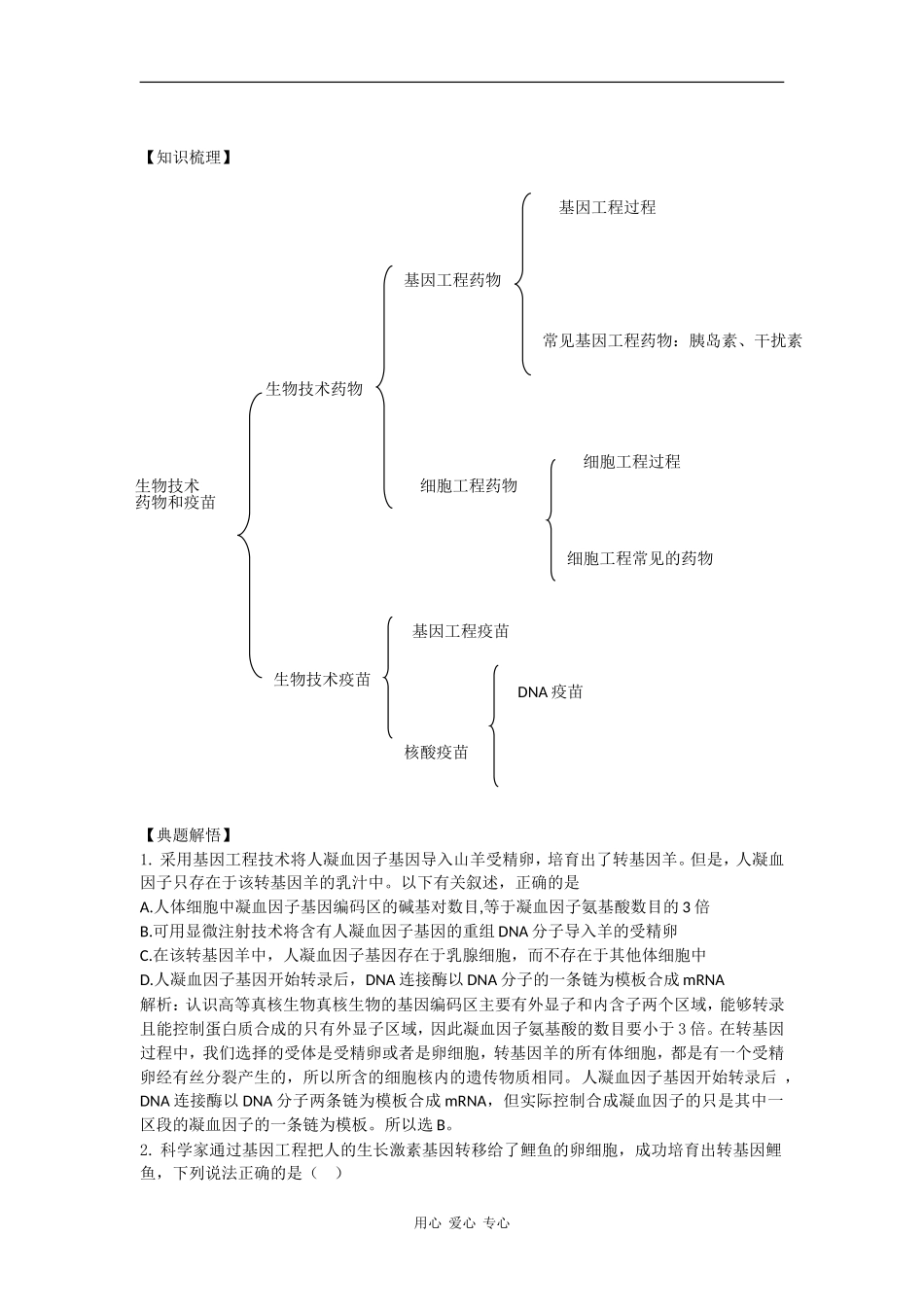高中生物：3.3 生物技术药物与疫苗 学案新人教版选修2_第2页