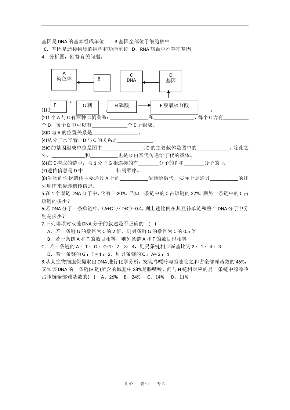 高中生物：3.4《基因是有遗传效应的DNA片段》学案（1）（新人教版必修2）_第3页