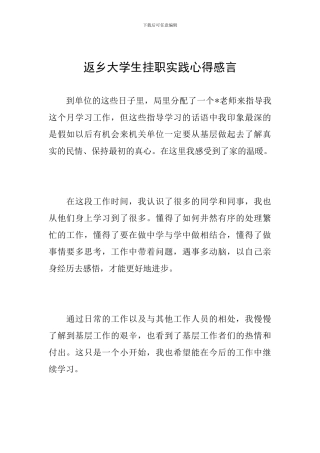 返乡大学生挂职实践心得感言