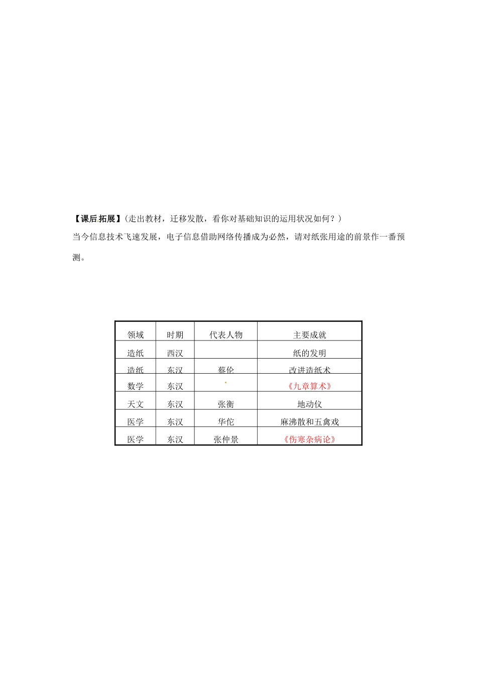 山东省高密市银鹰文昌中学七年级历史上册《第16课 昌盛的秦汉文化（一）》学案 新人教版_第3页