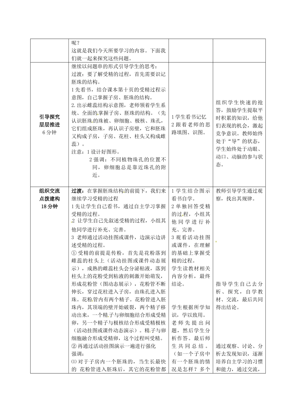 2014年秋八年级生物上册 第4单元 第1章 第2节 传粉与受精教案2 （新版）济南版_第2页