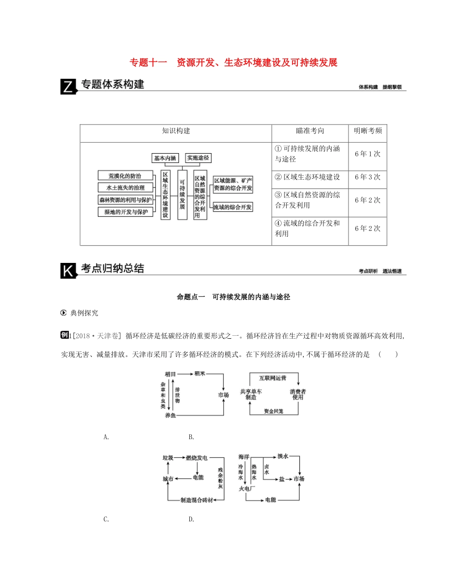 高考地理二轮复习 专题11 资源开发、生态环境建设及可持续发展学案-人教版高三全册地理学案_第1页