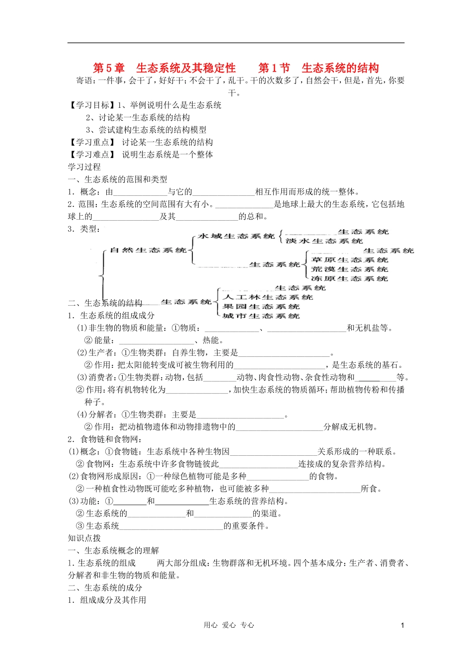 高中生物 第五章第1节生态系统的结构修改版现在用的学案 新人教版必修3_第1页
