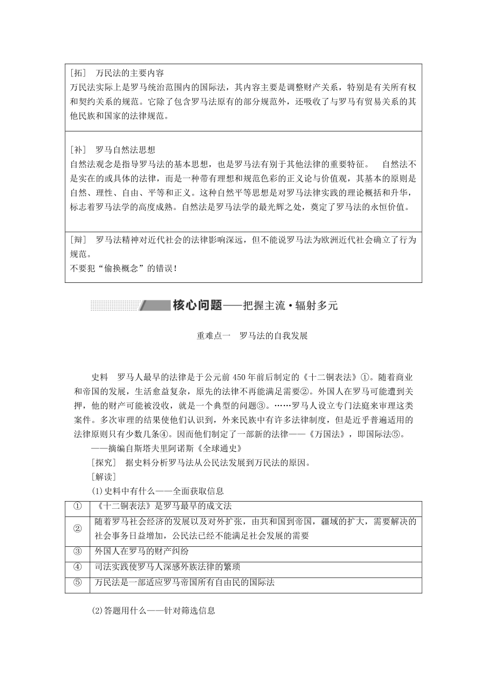 （通史版）高考历史一轮复习 第十单元 世界古代文明的产生与发展 第28讲 罗马法学案（含解析）-人教版高三全册历史学案_第2页