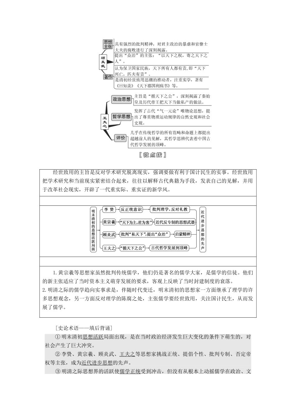 （江苏专版）高考历史一轮复习 模块三 文化发展历程 专题十一 中国传统文化主流思想的演变 第24讲 宋明理学和明末清初的思想活跃局面学案（含解析）人民版-人民版高三全册历史学案_第2页
