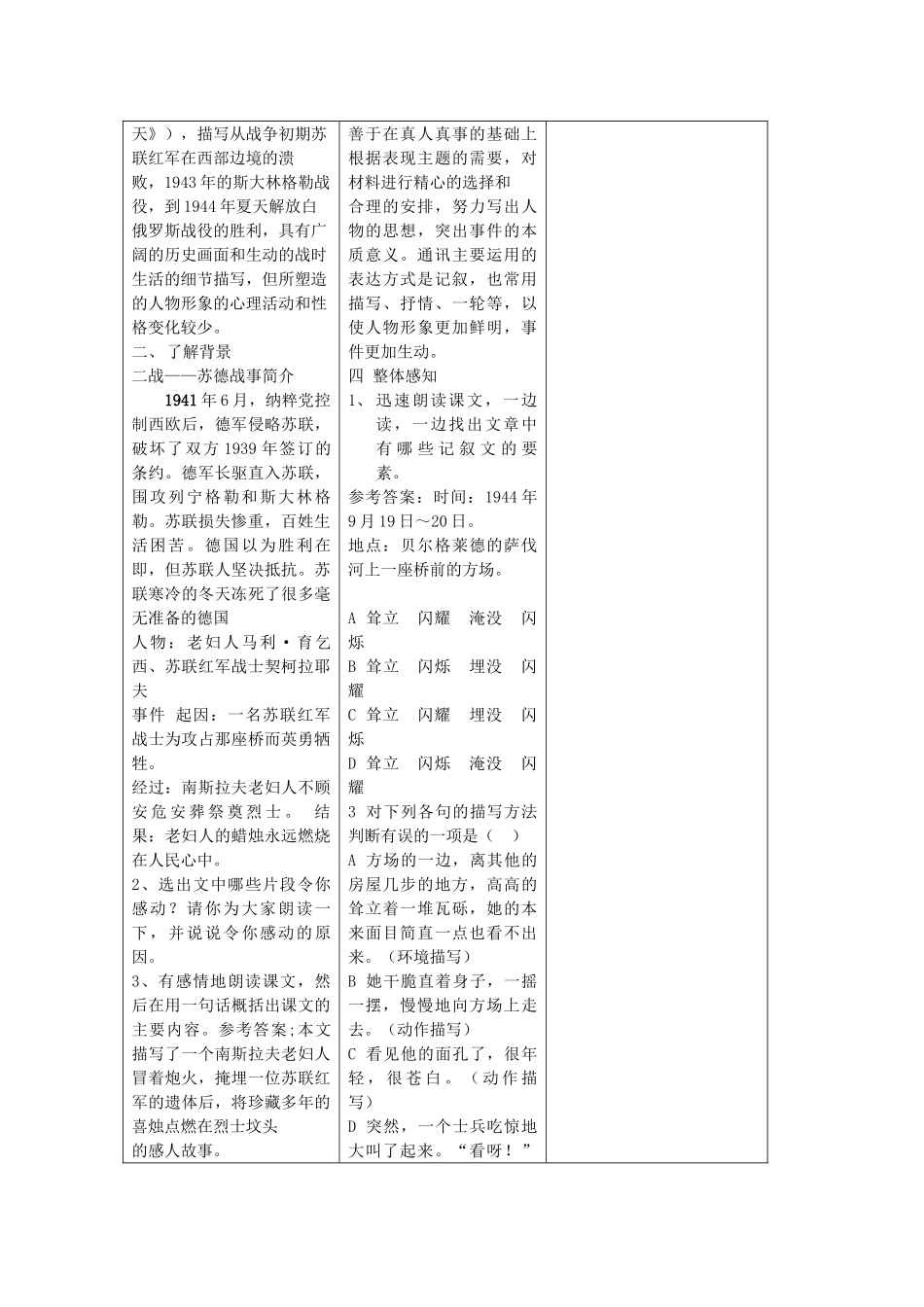 河南省淮阳县西城中学八年级语文上册 第3课《蜡烛》教师导学稿1 新人教版_第2页