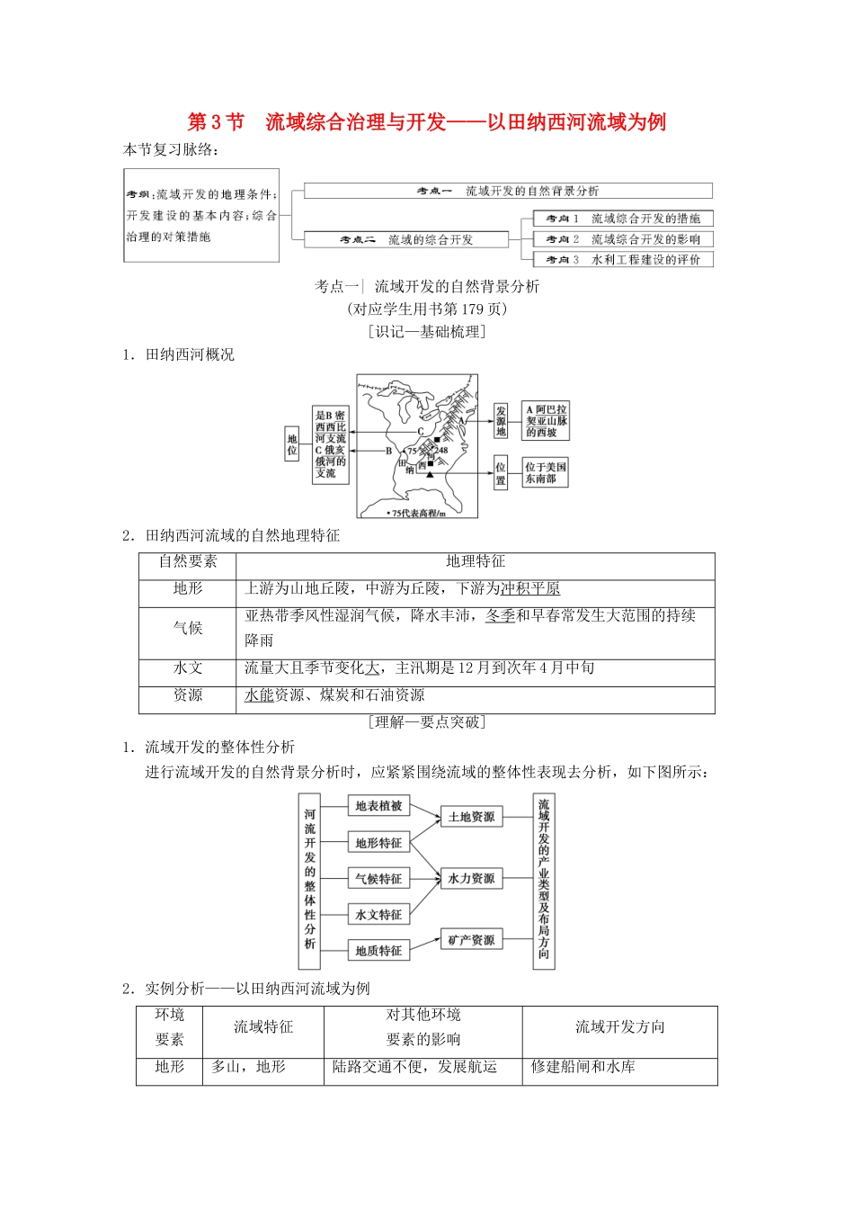 高考地理一轮复习 第10章 区域可持续发展 第3节 流域综合治理与开发——以田纳西河流域为例学案 新人教版-新人教版高三全册地理学案_第1页
