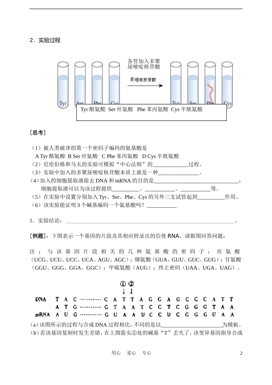 高中生物《遗传密码的破译》学案1 新人教版必修2_第2页