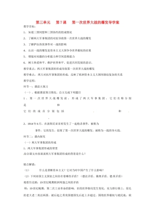 九年级历史下册 3.7《第一次世界大战的爆发》学案 华东师大版